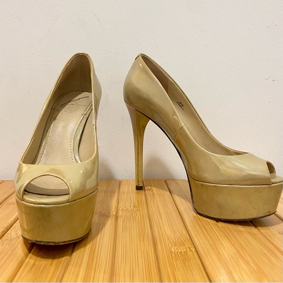LAST CHANCE | Brian Atwood Platform Peep Toe Stilettos - Picture 5 of 17